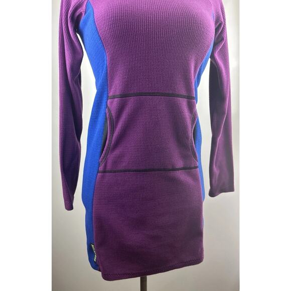 Melanzana Hooded Micro Grid Fleece Dress Hoody Purple & Blue Women’s Size Small - Picture 13 of 16